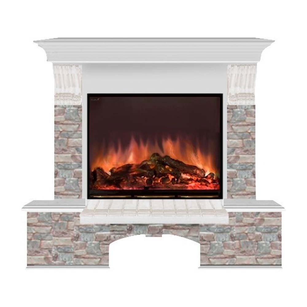 Каминокомплект Glenrich Бостон Arte 23 беленый дуб