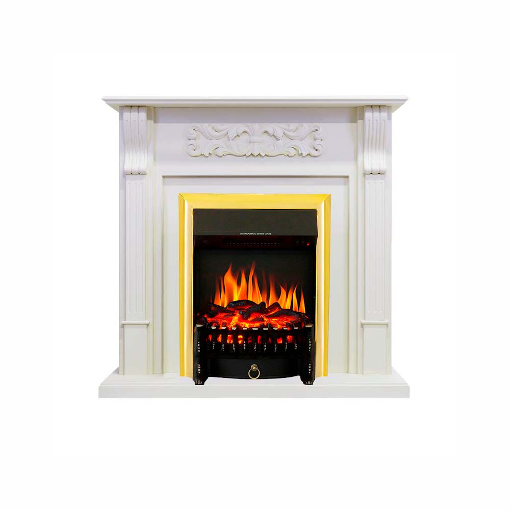 Каминокомплект Royal Flame  Venice - Фактурный белый с очагом Fobos FX Brass