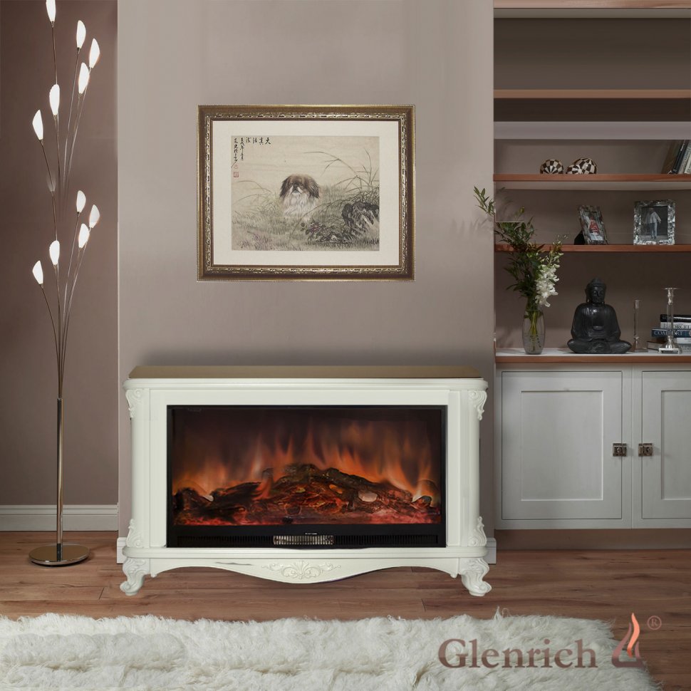 Каминокомплект Glenrich Версаль Premier S86 с царгой белый