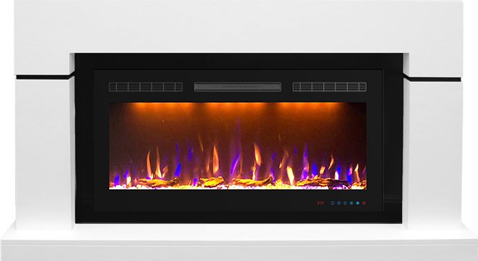 Каминокомплект Royal Flame  Lindos - Белый (Ширина 1470мм) с очагом Crystal 36 RF