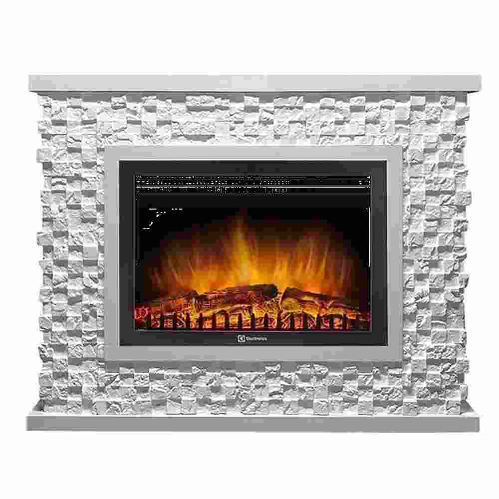 Каминокомплект Electrolux Quadro 30 с очагом EFP/P-3020LS камень песчаник античный белый, белая эмаль