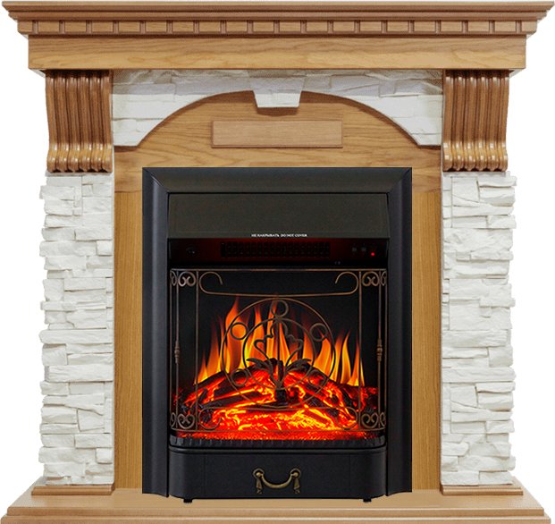 Каминокомплект Royal Flame  Dublin - Дуб / Сланец белый с очагом Majestic FX Black