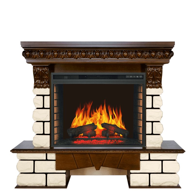Каминокомплект Royal Flame  Pierre Luxe LORD - Темный дуб / Белый с очагом Vision 28 EF LED FX