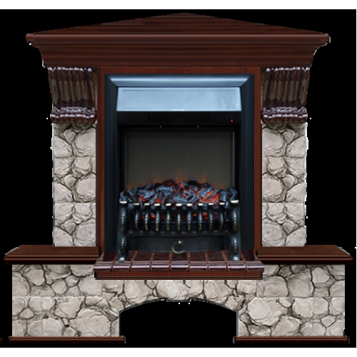 Каминокомплект Glenrich Бостон К угловой (Fobos black) красное дерево