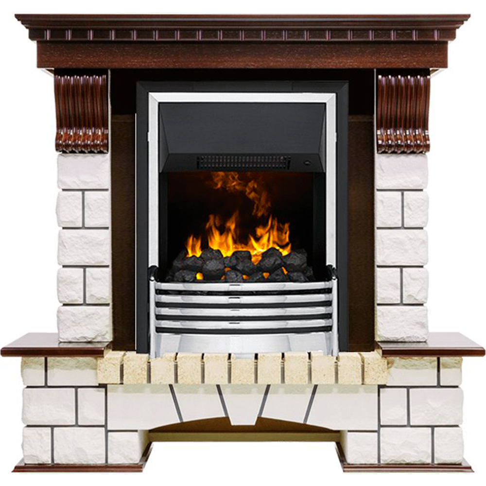 Каминокомплект Dimplex Pierre Luxe угловой - Темный дуб / Белый (Высота 1050мм) с очагом Flagstaff