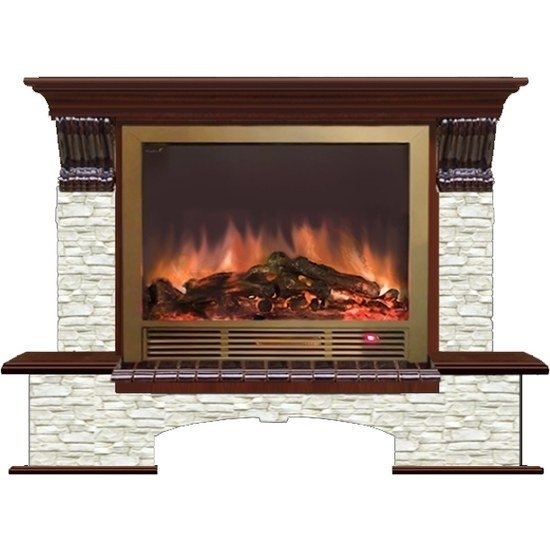 Каминокомплект Glenrich Бостон Sharm 33 brass красное дерево