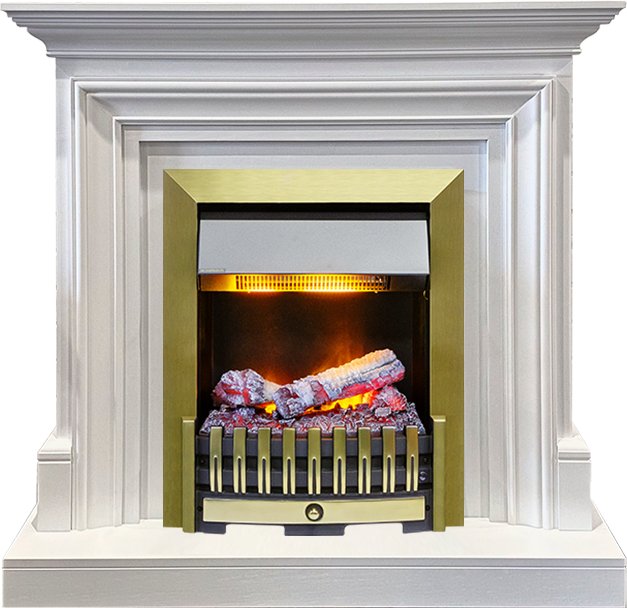 Каминокомплект Dimplex Bradford - Белый с очагом Danville Antique Brass FB2