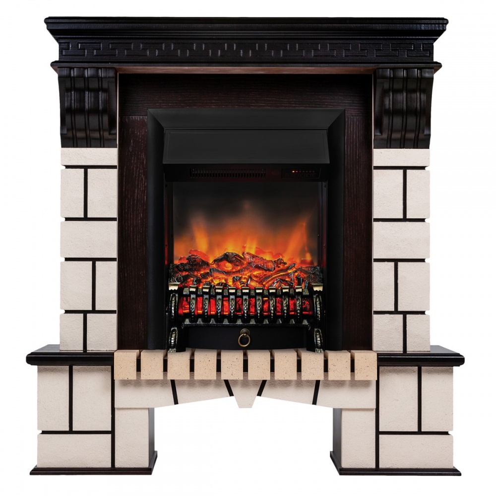 Электрокамин RealFlame  Stone STD AO с очагом Fobos Lux Black RC