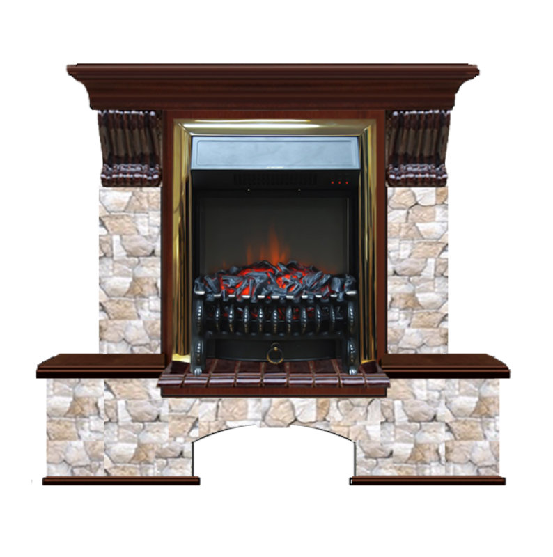 Каминокомплект Glenrich Бостон К Арбат (Fobos brass) красное дерево