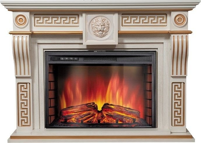 Каминокомплект Electrolux Vittoriano 26 Sphere с очагом EFP/P-2620RLS белёный дуб с золотой патиной