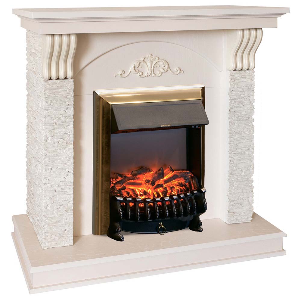 Электрокамин RealFlame  Corfino WT с очагом Fobos Lux Brass