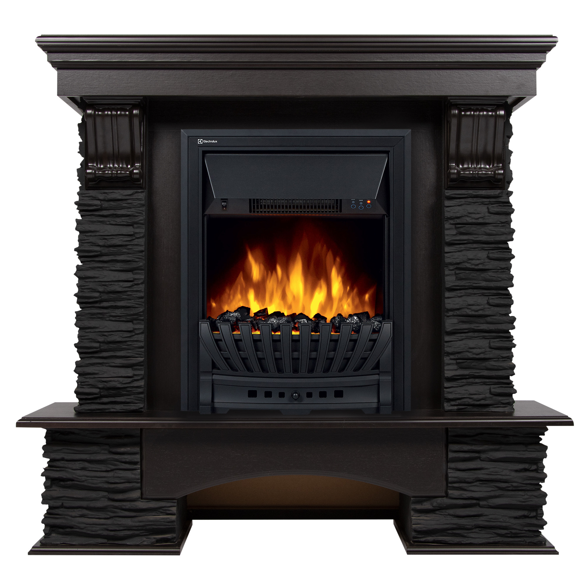 Портал Firelight Pietra Nuovo Classic камень сланец чёрный, шпон венге