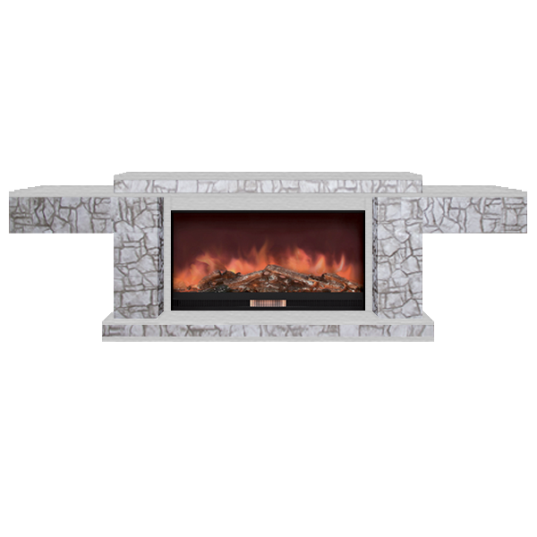 Каминокомплект Glenrich Тауэр Premier S86 камень старый город, шпон беленый дуб