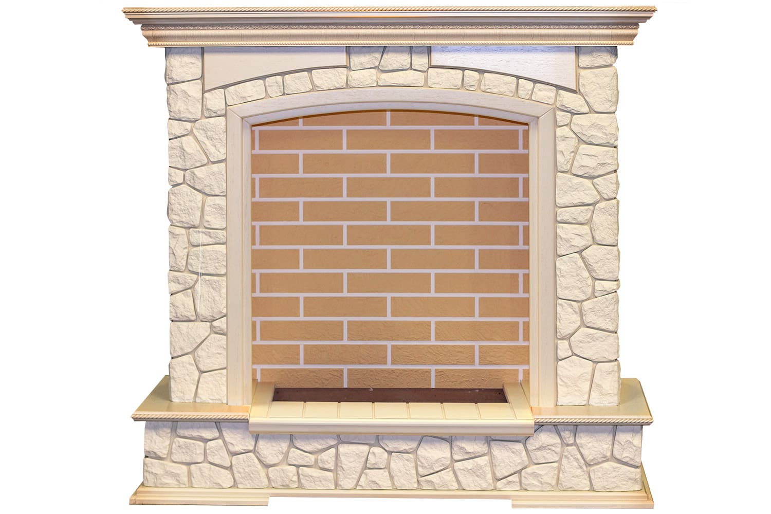 Каминокомплект Dimplex Preston - Слоновая кость с патиной / Кирпич с очагом Cassette 400 NH