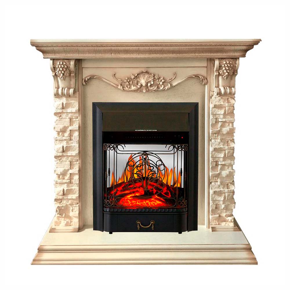 Каминокомплект Royal Flame  Adriana - Cлоновая кость с очагом Majestic FX M Black