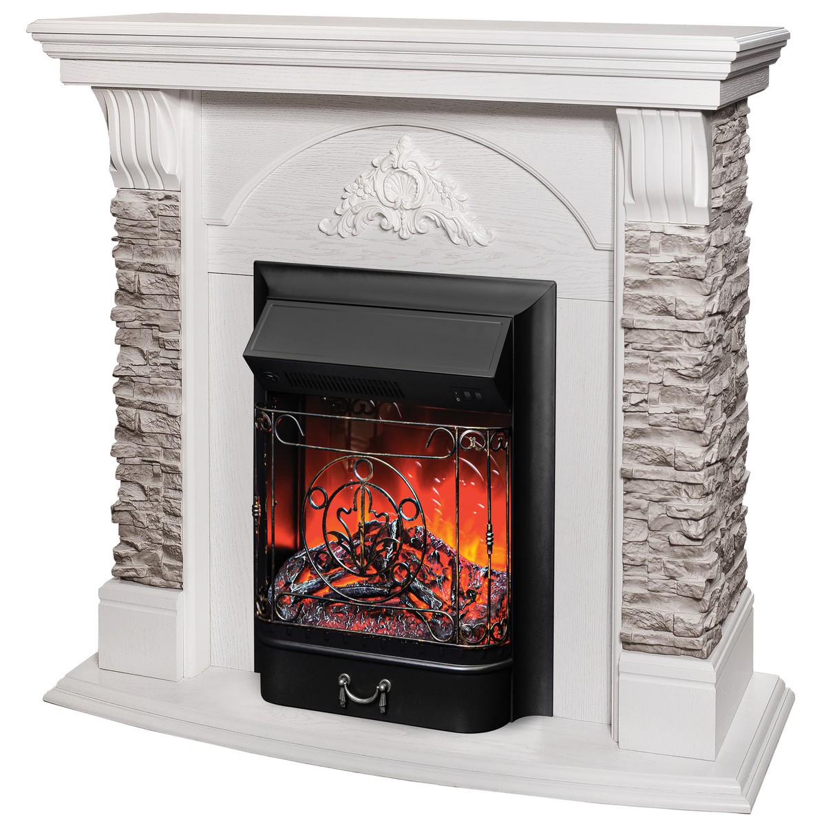 Электрокамин RealFlame Athena GR WT с очагом Majestic Lux Black