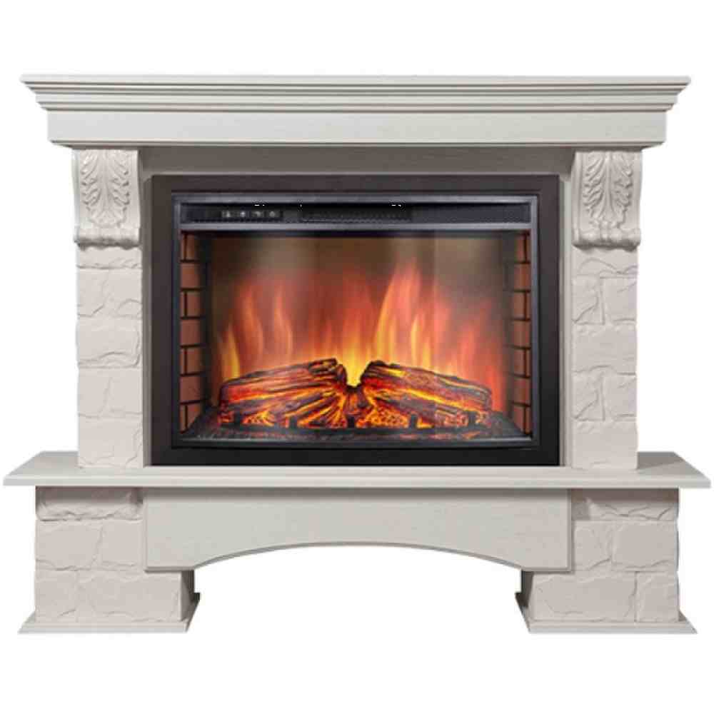 Каминокомплект Electrolux Forte 26/30S с очагом EFP/P-2620RLS камень белый, шпон беленый дуб