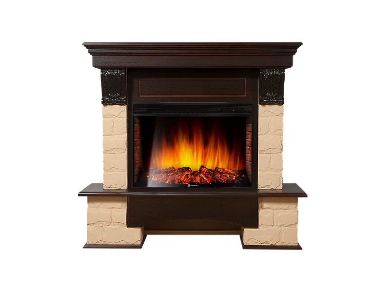 Каминокомплект Electrolux Forte 25S с очагом EFP/P-2720RLS камень бежевый, шпон темный дуб