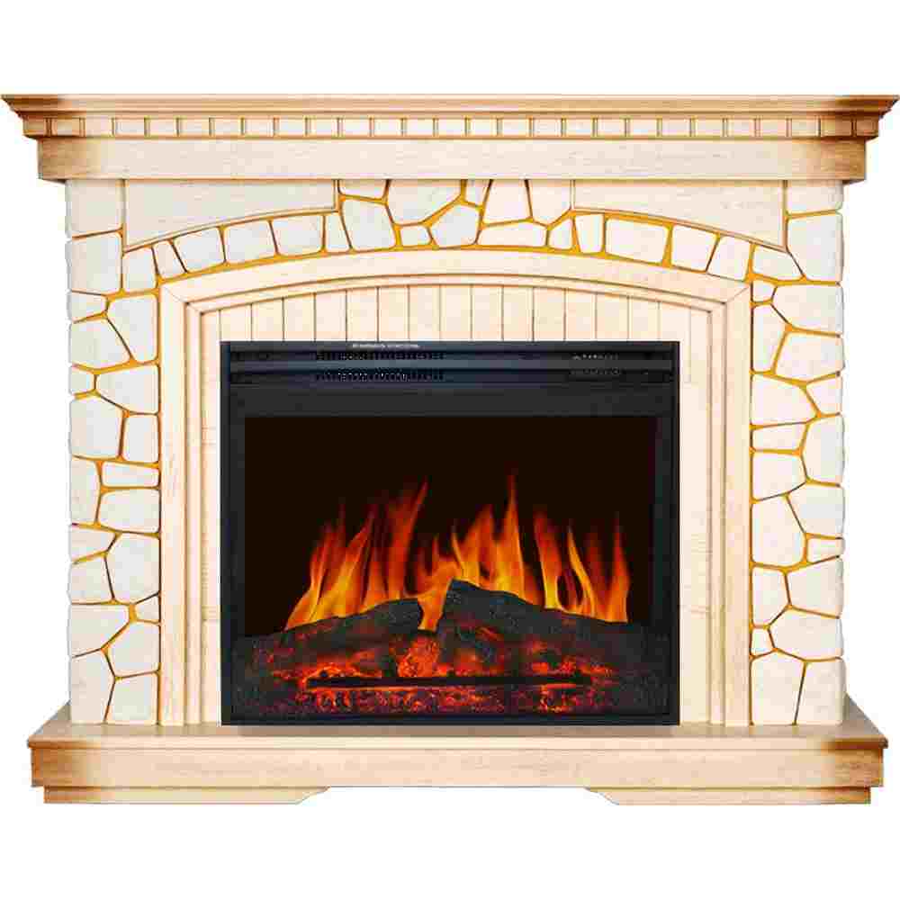 Каминокомплект Royal Flame  Glasgow - Слоновая кость с патиной с очагом Jupiter FX New