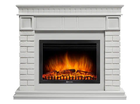 Каминокомплект Electrolux Bricks 25U (угловой) с очагом EFP/P-2520LS камень белый, белая эмаль