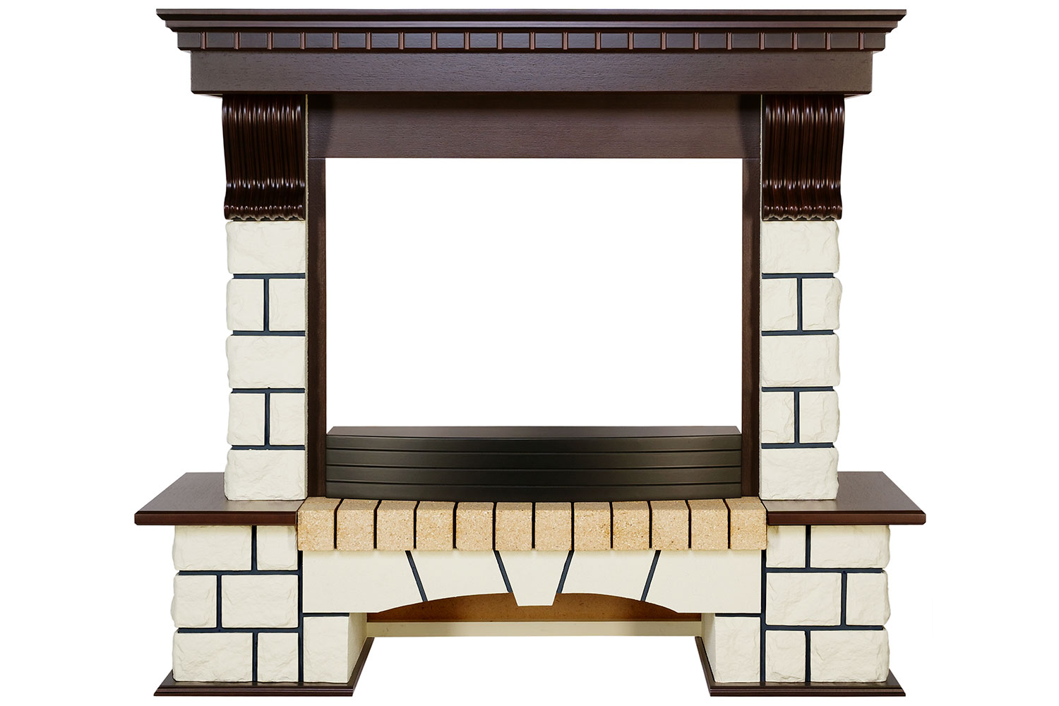 Каминокомплект Royal Flame  Pierre Luxe - Темный дуб / Белый (Высота 1075мм) с очагом Dioramic 26 LED FX