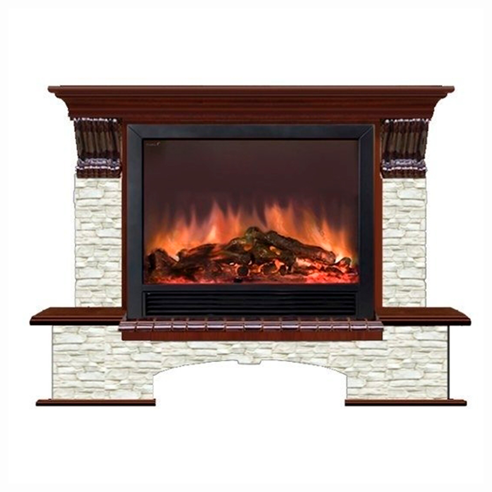 Каминокомплект Glenrich Бостон Sharm 33 black красное дерево