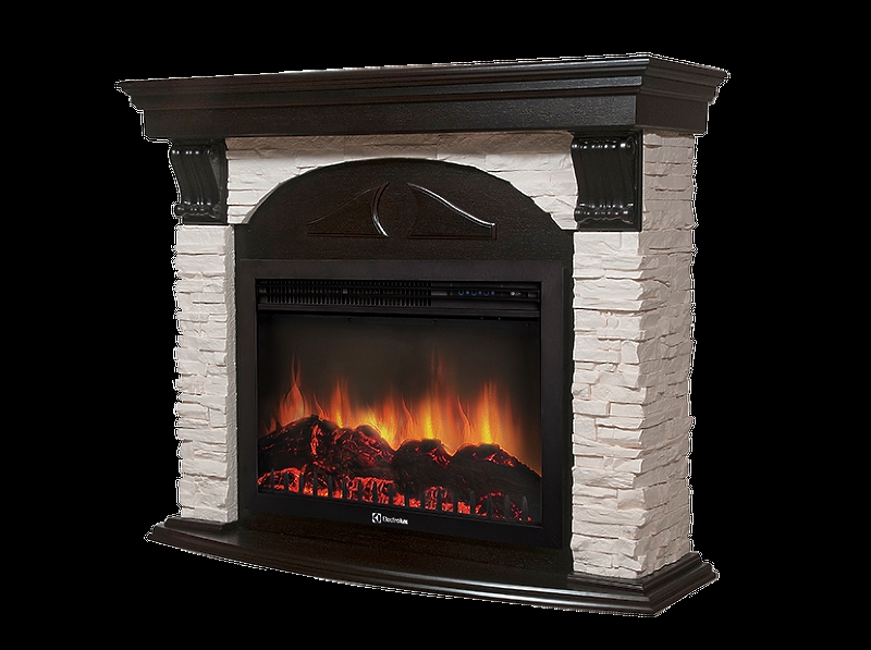 Портал Firelight Torre 30S камень белый, шпон венге