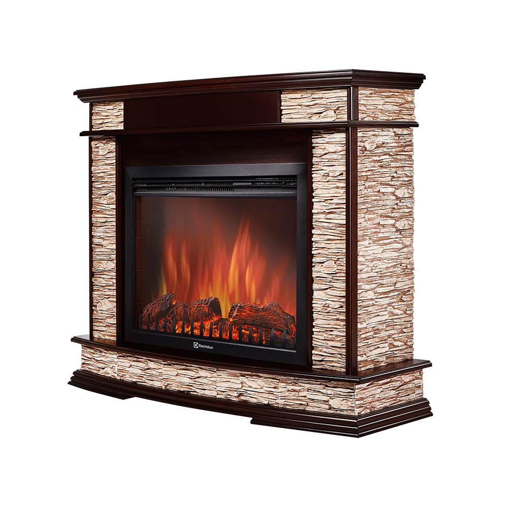 Портал Firelight Scala 30 камень сланец скалистый бурый, шпон тёмный дуб