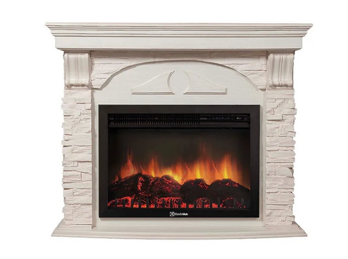 Каминокомплект Electrolux Torre 26/30S с очагом EFP/P-3020LS камень белый, шпон белёный дуб