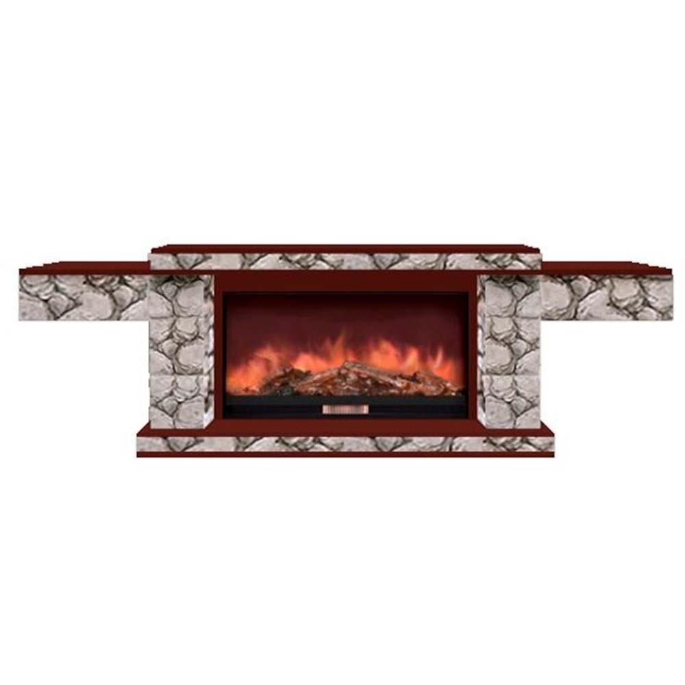 Каминокомплект Glenrich Тауэр Premier S86 камень карелия, шпон красное дерево