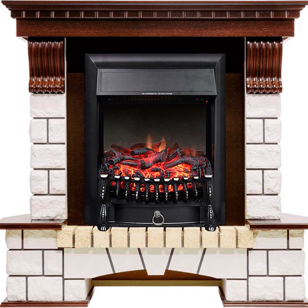 Каминокомплект Royal Flame  Pierre Luxe - Темный дуб / Белый с очагом Fobos FX Black