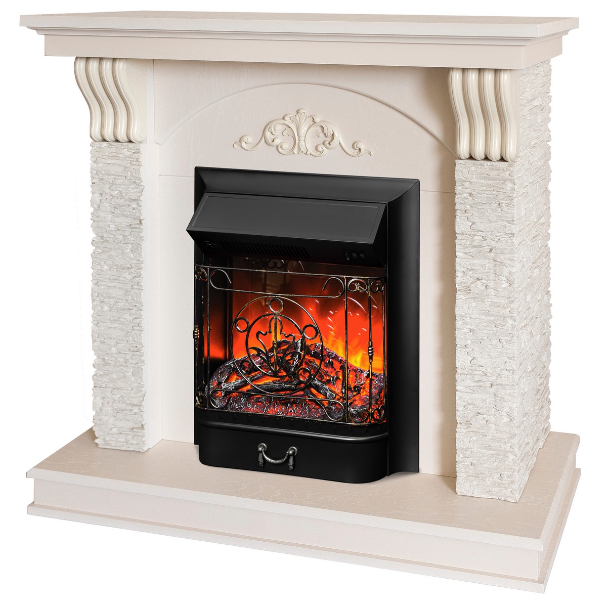 Электрокамин RealFlame Corfino WT с очагом Majestic Lux Black