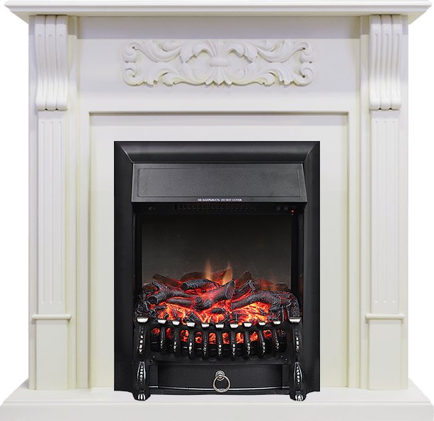 Каминокомплект Royal Flame  Venice - Фактурный белый с очагом Fobos FX Black