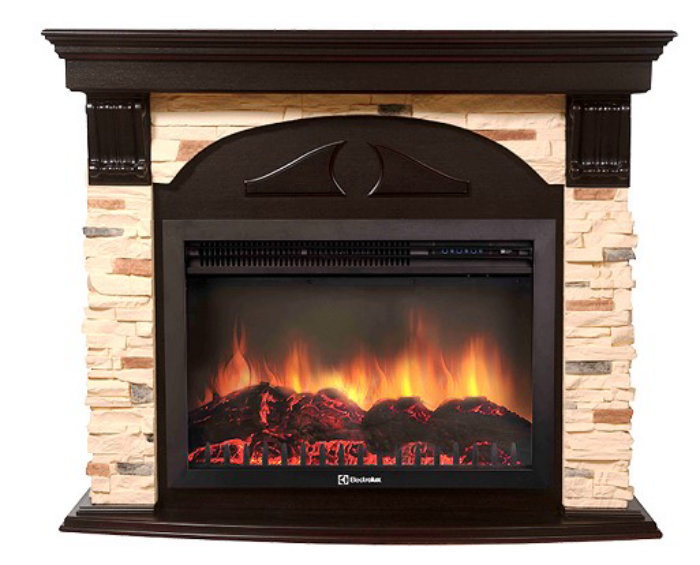 Каминокомплект Electrolux Torre 26/30S с очагом EFP/P-2620RLS камень сланец натуральный, шпон темный дуб