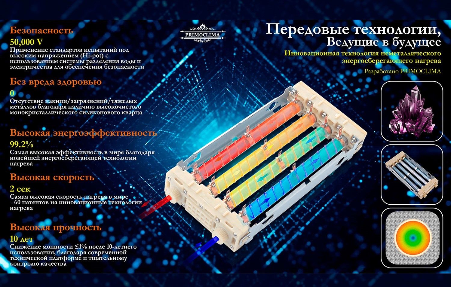 Электрический проточный водонагреватель 8 кВт Primoclima AMOR 8.8 кВт, черный