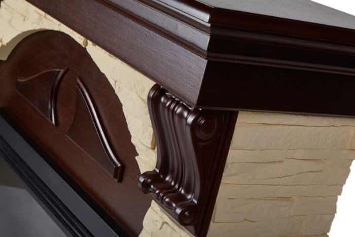 Каминокомплект Electrolux Torre 26/30U (угловой) с очагом EFP/P-2620RLS камень слоновая кость, шпон темный дуб