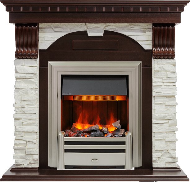 Каминокомплект Dimplex Dublin - Темный дуб / Сланец белый с очагом Chesford