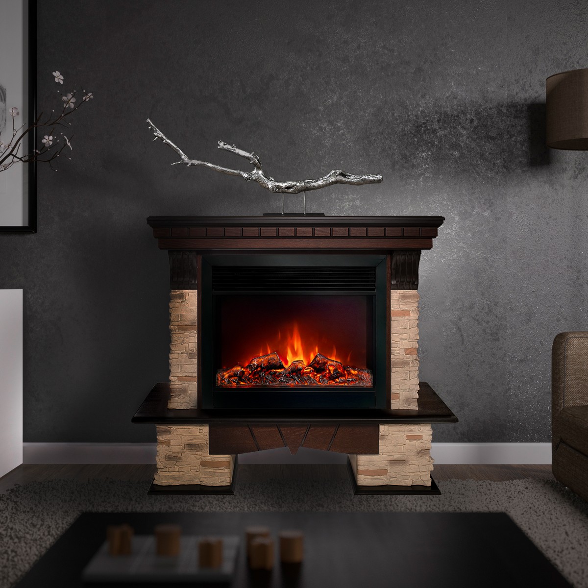 Электрокамин RealFlame  Rockland 26 AO с очагом Moonblaze Deluxe Black