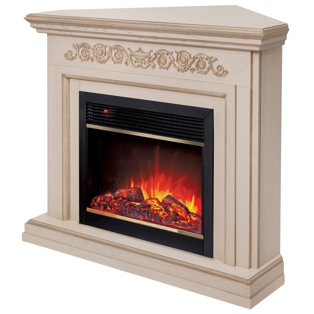 Электрокамин RealFlame  Leticia Corner 26 WT-619G с очагом Moonblaze Deluxe Brass