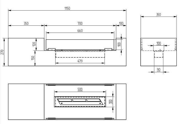 Биокамин напольный Zefire Podium 1100