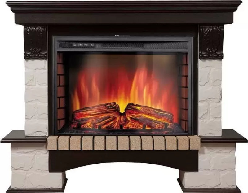 Каминокомплект Electrolux Forte 26 Sphere с очагом EFP/P-2620RLS камень белый, шпон темный дуб