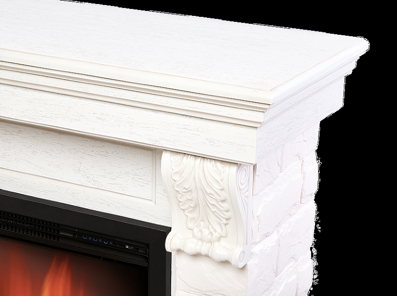 Портал Firelight Forte 25S камень белый, шпон белёный дуб