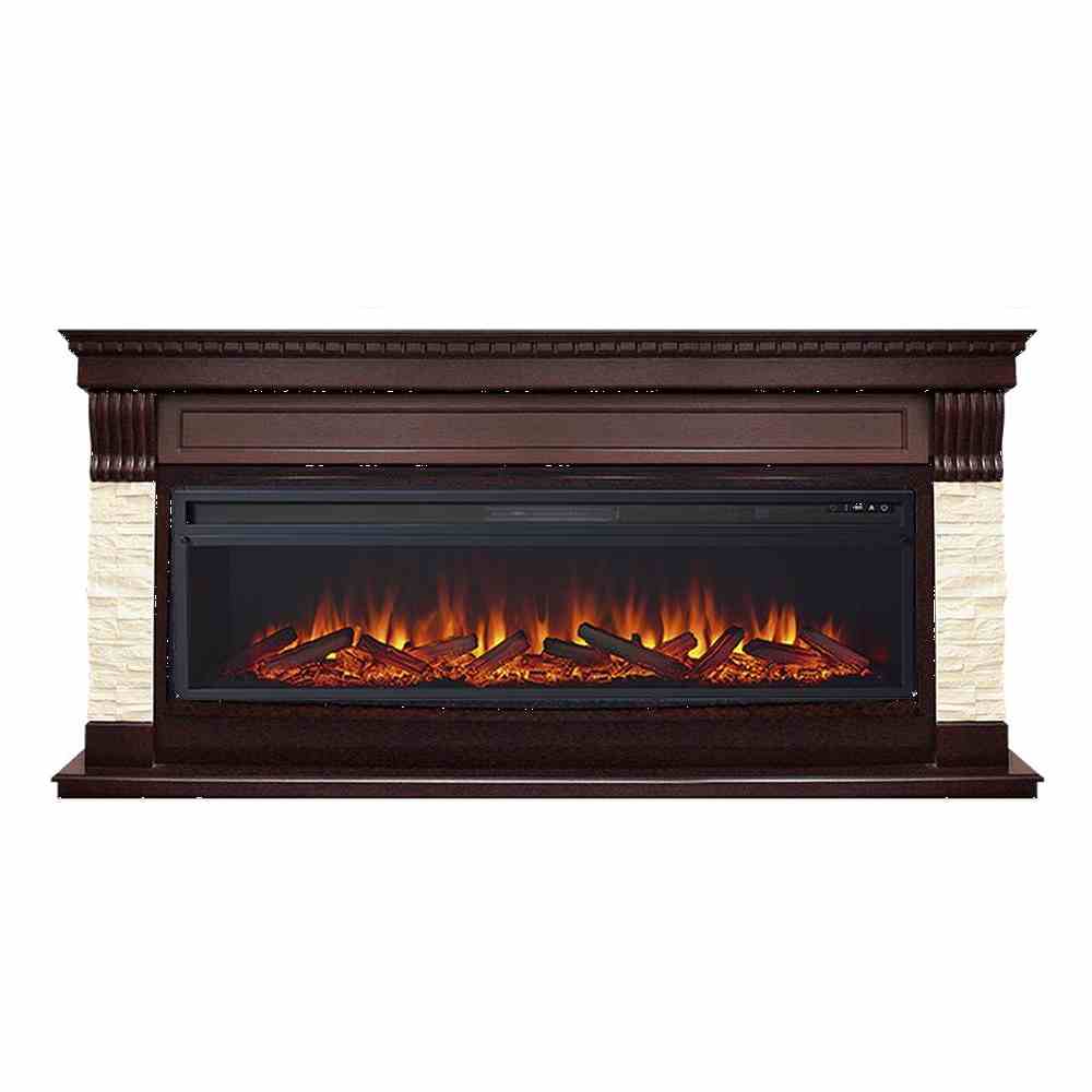 Каминокомплект Royal Flame  Denver - Темный дуб / Бежевый с очагом Vision 60 LOG LED