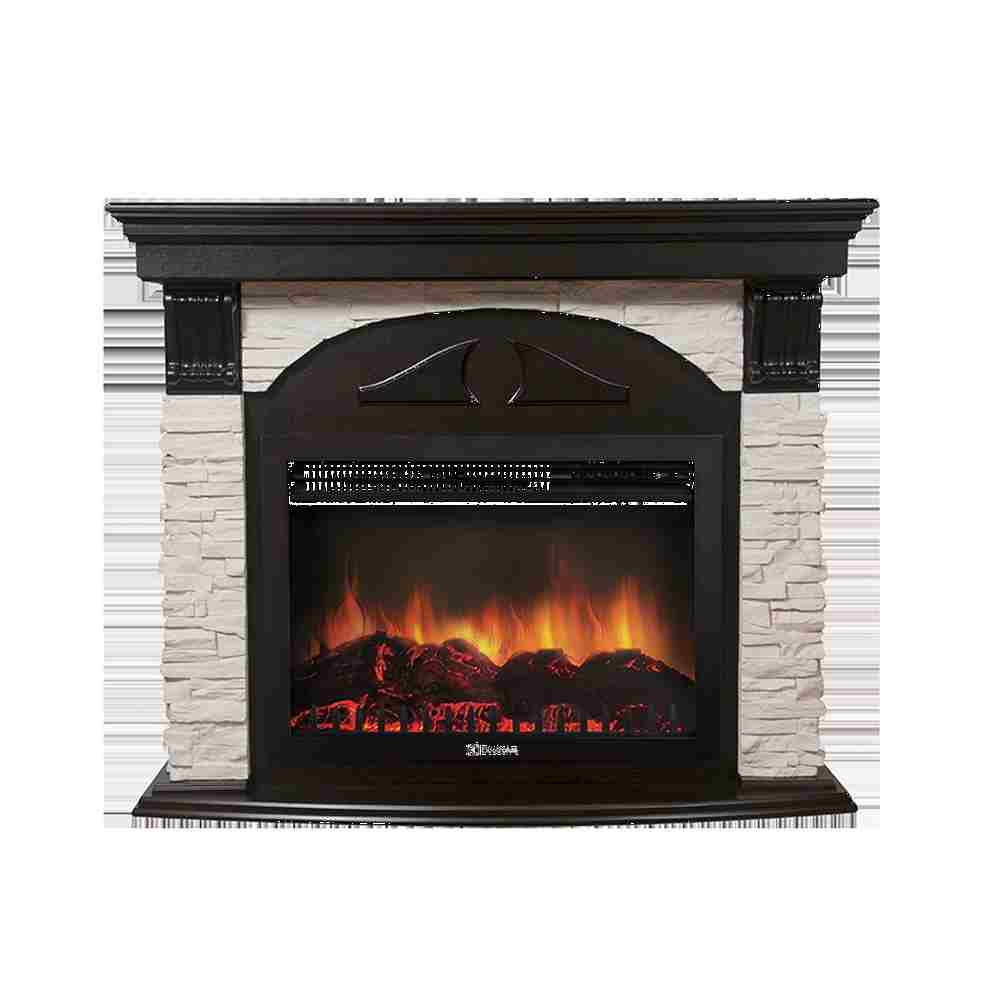 Каминокомплект Electrolux Torre 25S с очагом EFP/P-2520LS камень белый, шпон темный дуб