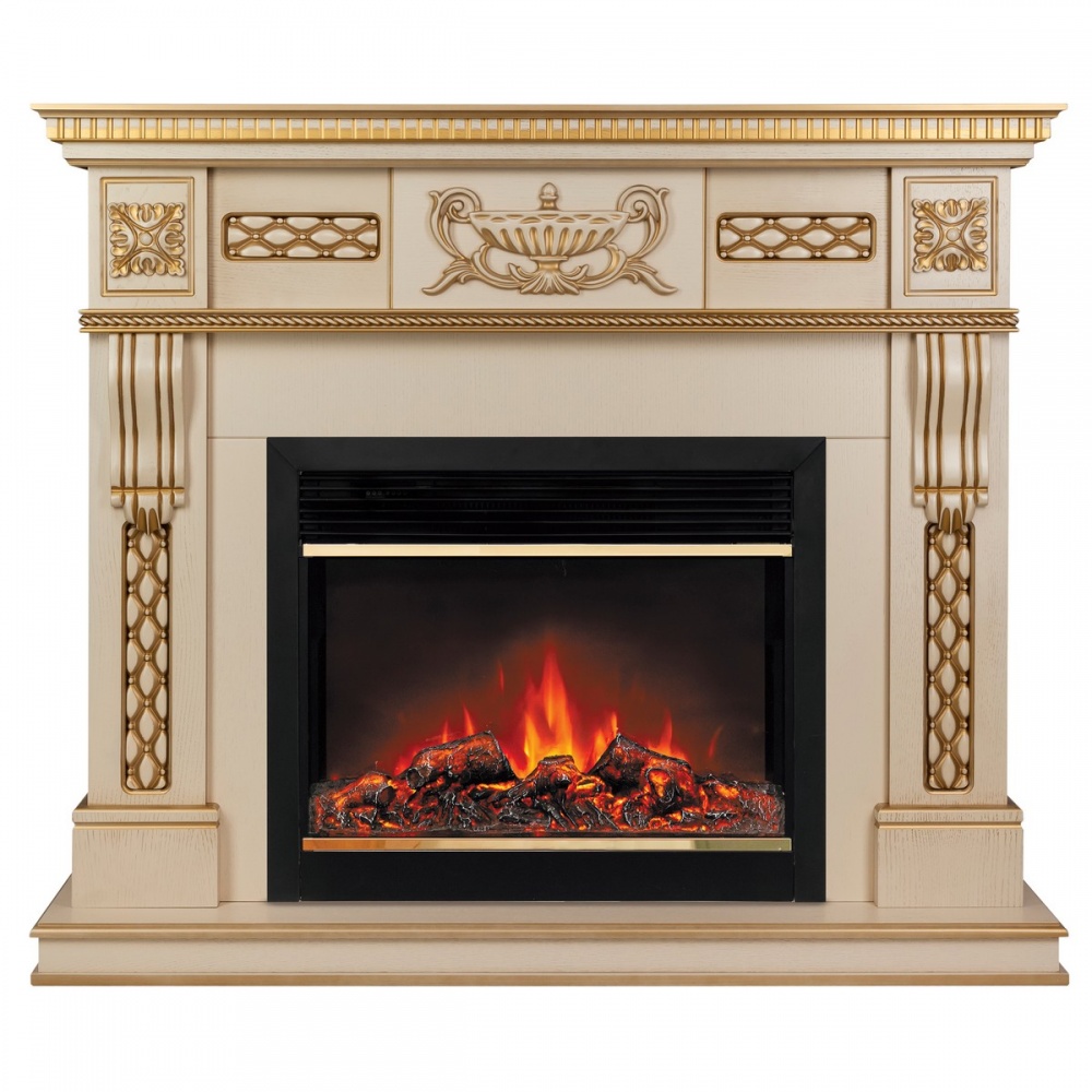 Электрокамин RealFlame  Corsica Lux 25,5/26 WT с очагом Moonblaze Deluxe Brass