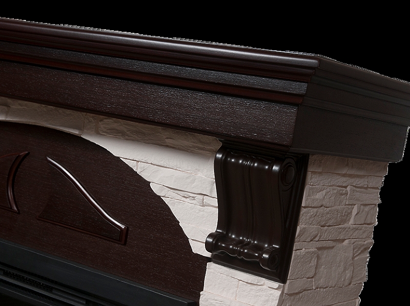 Портал Firelight Torre 30S камень белый, шпон темный дуб