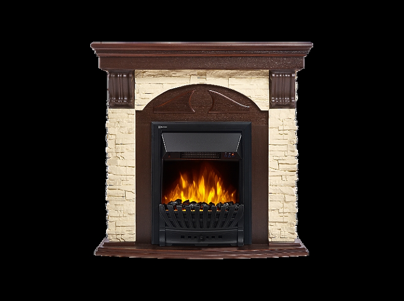 Портал Firelight Torre Classic U (угловой) камень слоновая кость, шпон темный дуб