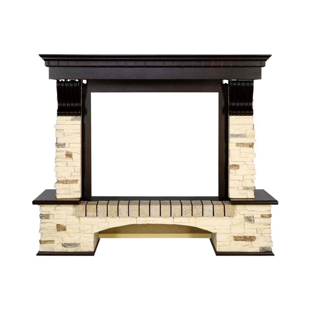 Портал Royal Flame  Pierre Luxe угловой - Сланец / Темный дуб