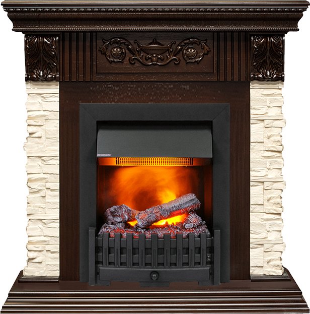 Каминокомплект Dimplex Luxemburg (каменный) - Сланец/Темный дуб с очагом Danville Black FB2
