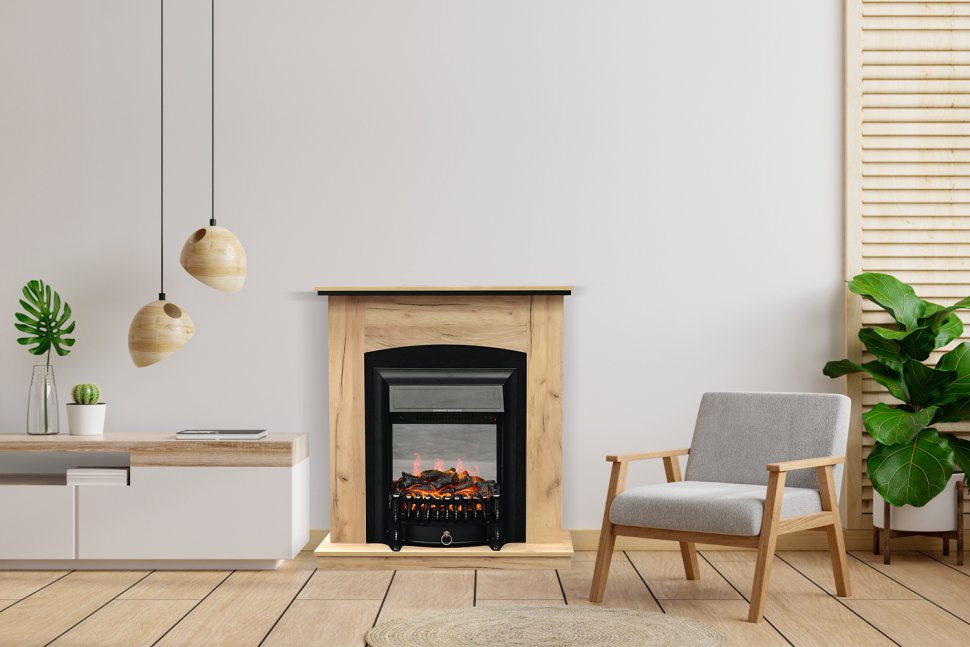 Каминокомплект Royal Flame Barcelona Дуб золотой c очагом Fobos FX M Black